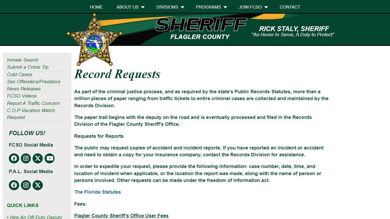 Records | Flagler County Shriff's Office